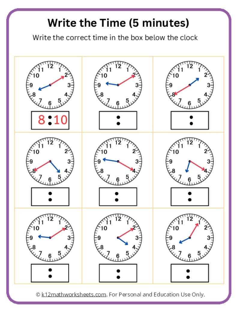 Telling Time Worksheets