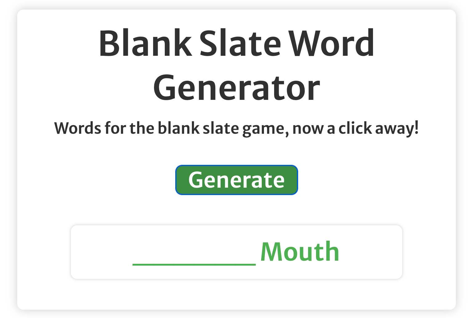 The Blank Slate Word Generator Get Blank Slate Words Now