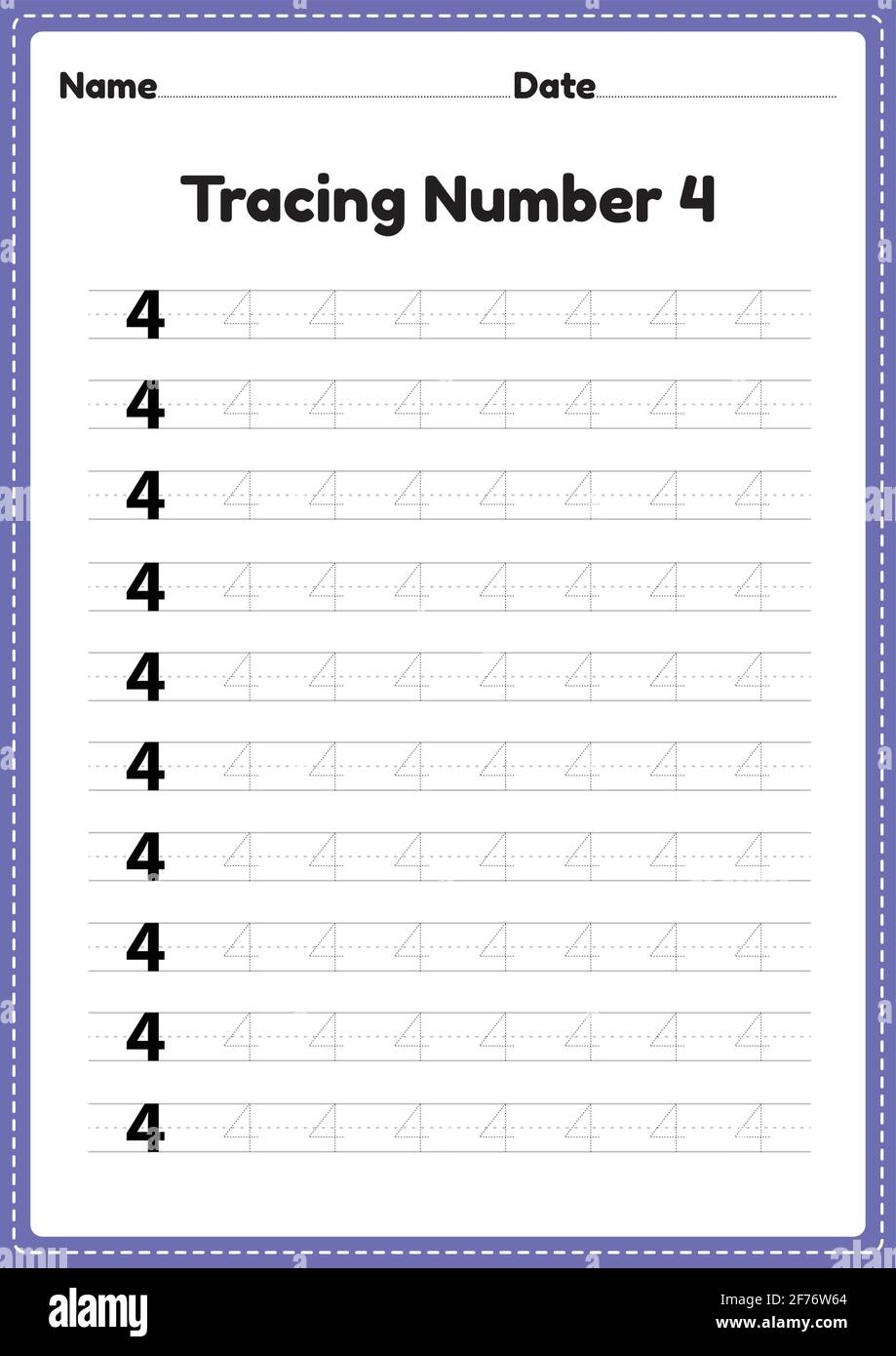 number 4 worksheet preschool