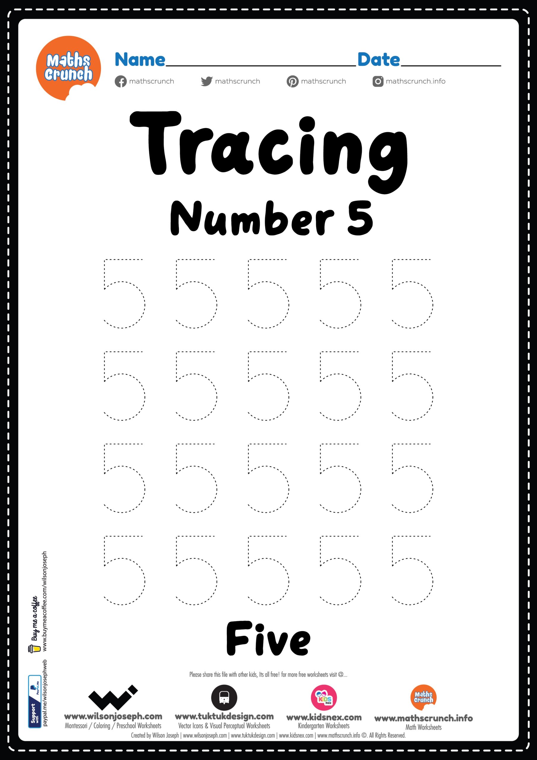 number 5 worksheet printable pdf