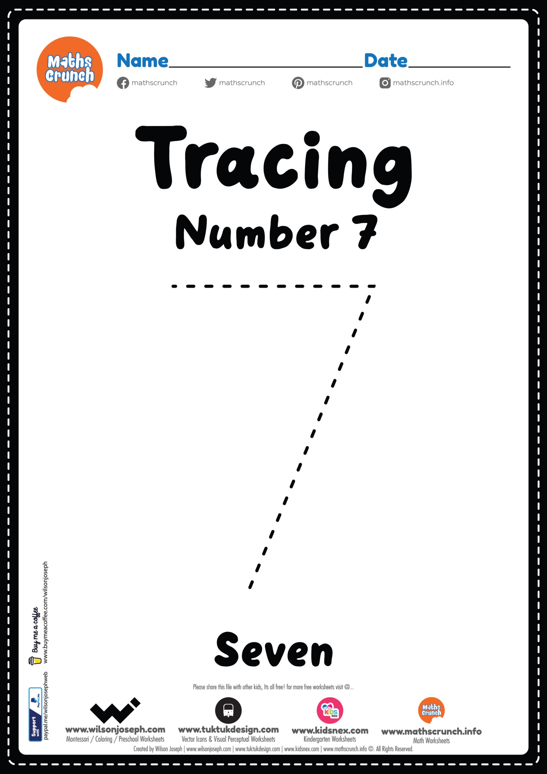 number seven worksheet