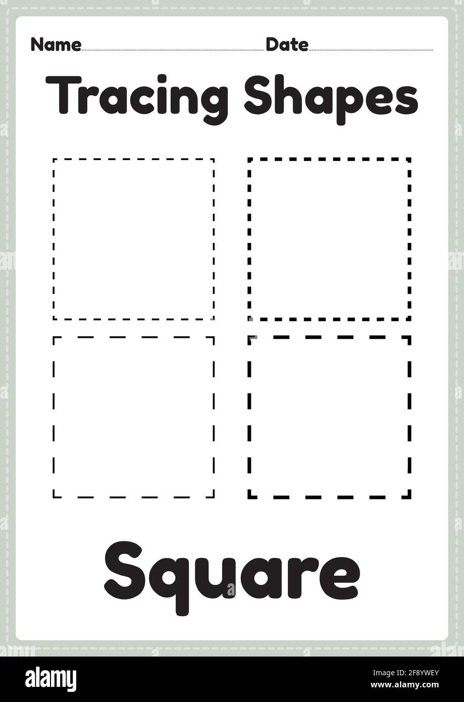 Tracing Square Shapes Worksheet For Kindergarten Hi res Stock Photography And Images Alamy