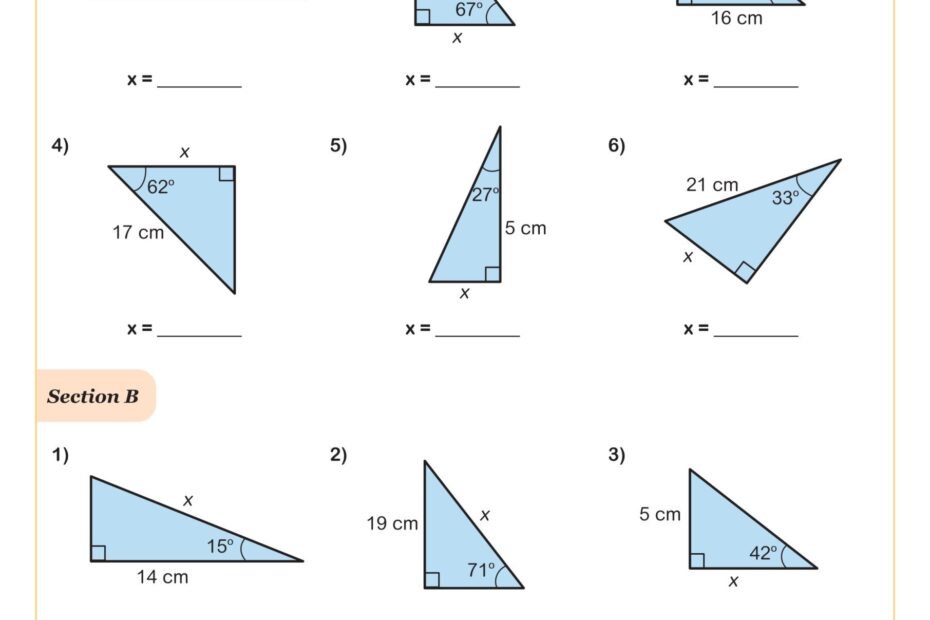 Trigonometic Ratios SOH CAH TOA Missing Side Lengths Worksheet
