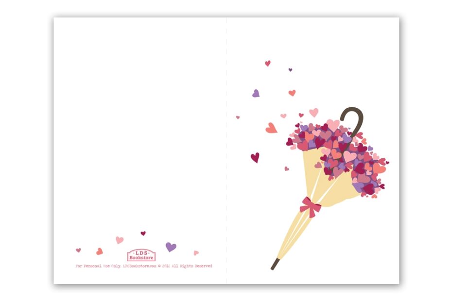 Umbrella Heart Bouquet Valentine s Day Card Digital Download In LDS Valentine s Day Printables On LDSBookstore