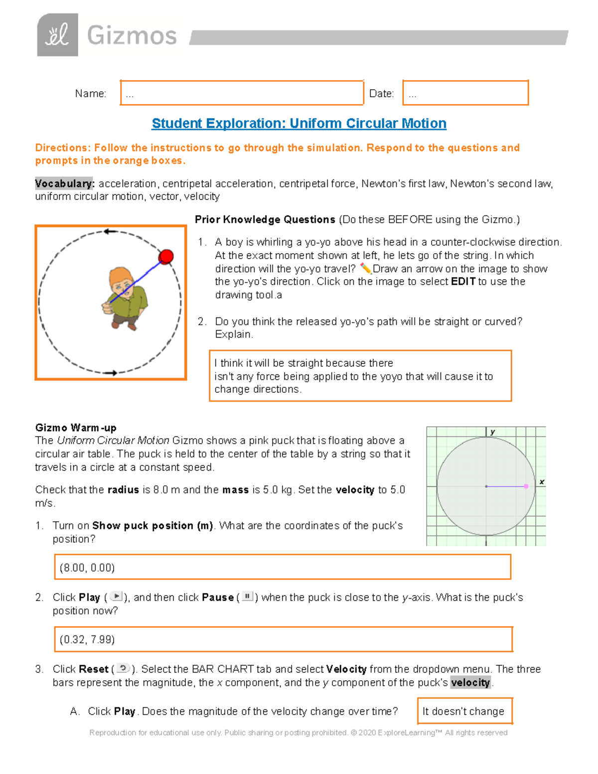 circular motion worksheet answers edmentum