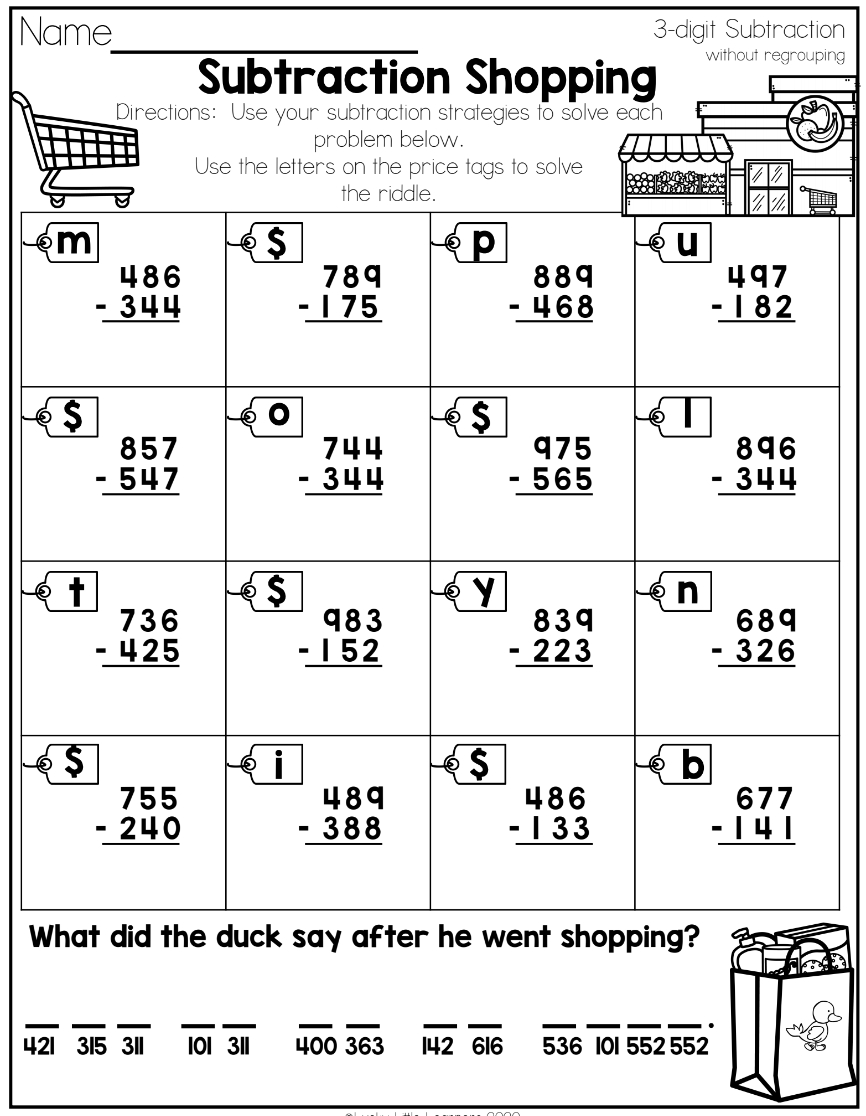 subtracting with regrouping worksheets