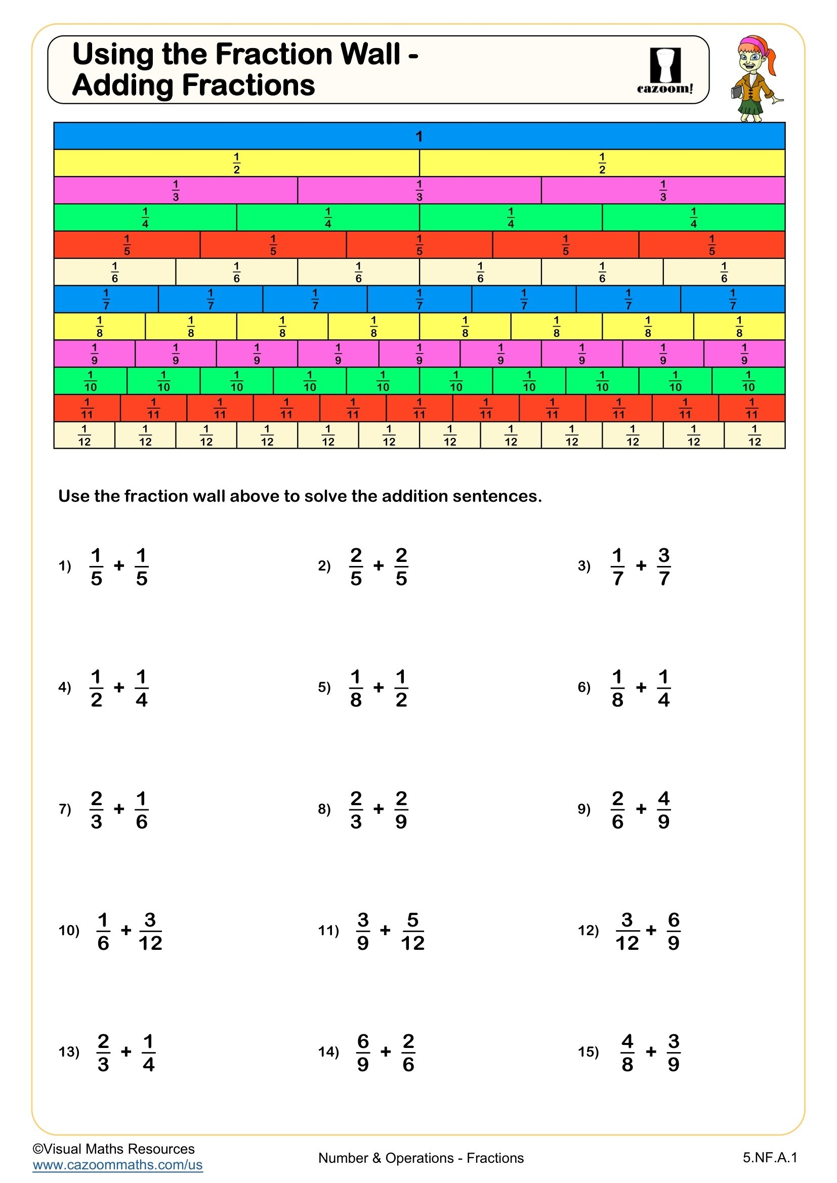 adding fraction worksheet