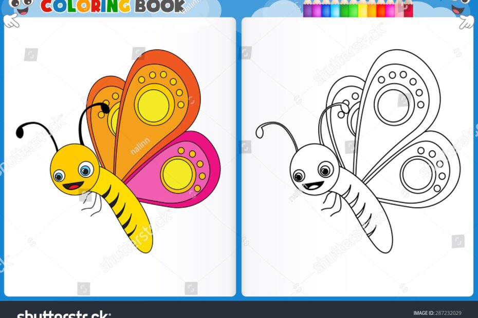 Vektor Stok Coloring Page Butterfly Colorful Sample Printable Tanpa Royalti 287232029 Shutterstock