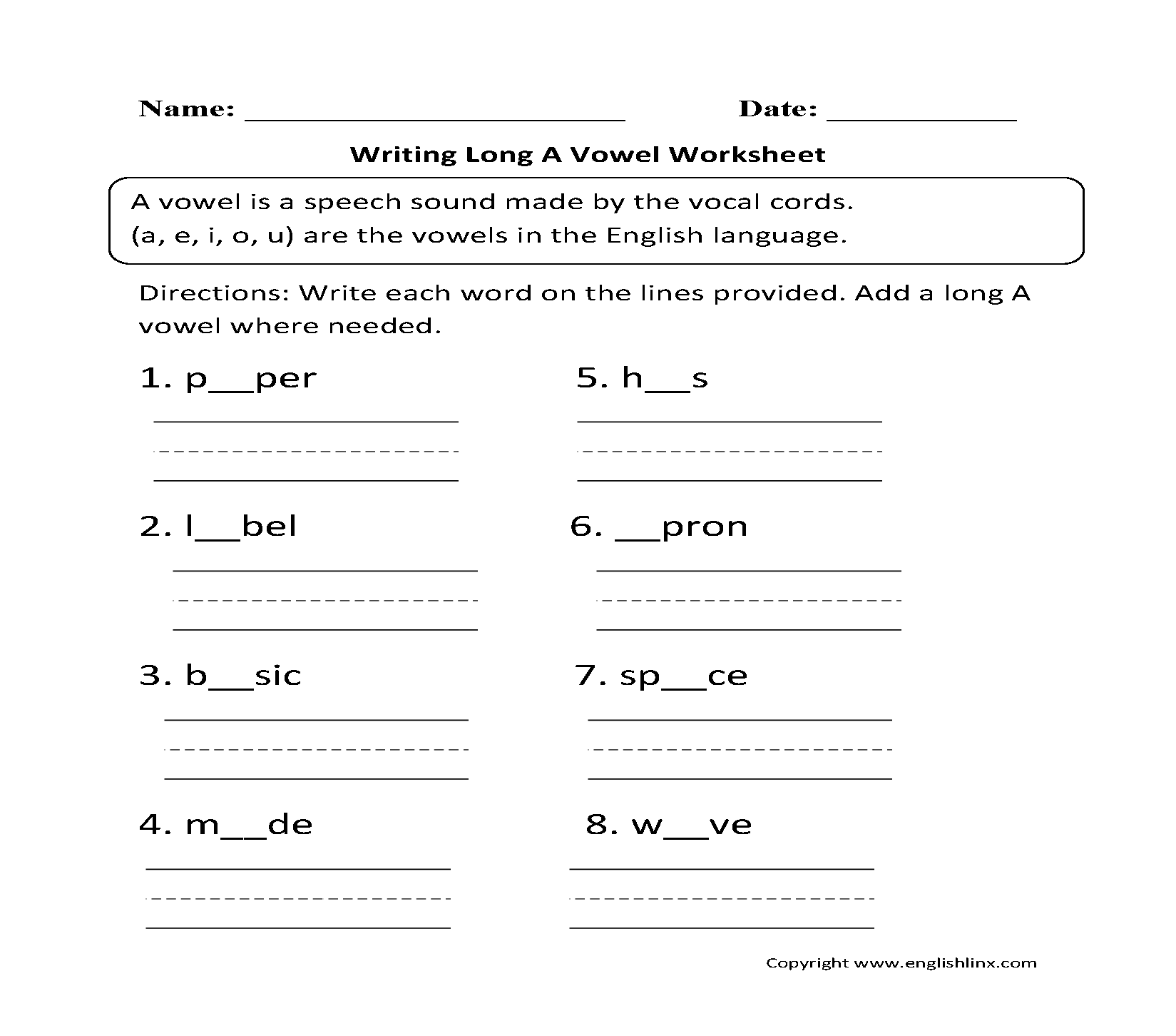 5th grade short long vowels worksheets