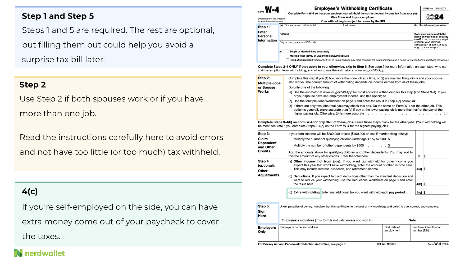 W 4 Guide To The 2024 Tax Withholding Form NerdWallet Worksheets Library