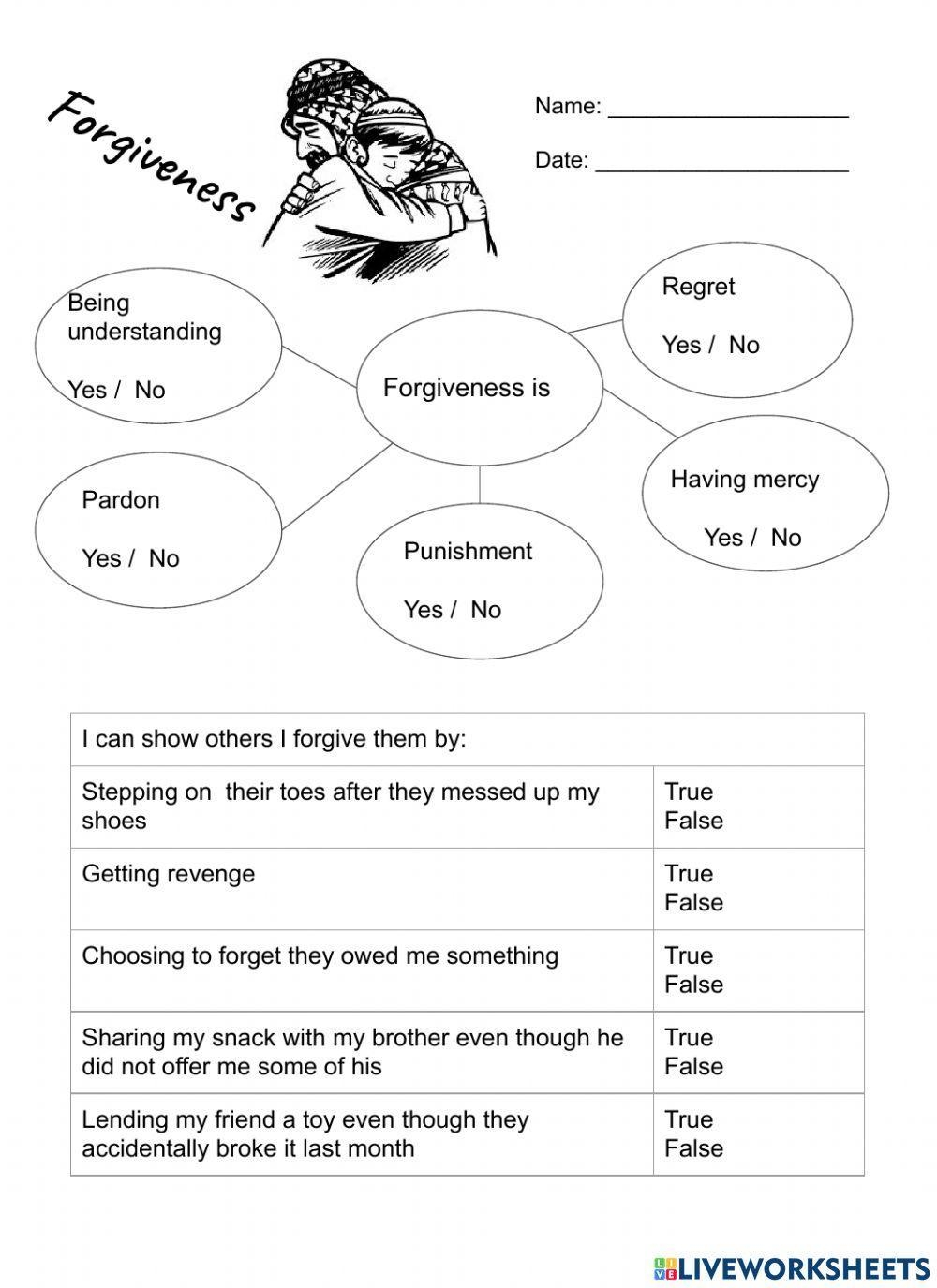 What Is Forgiveness Worksheet Live Worksheets Worksheets Library