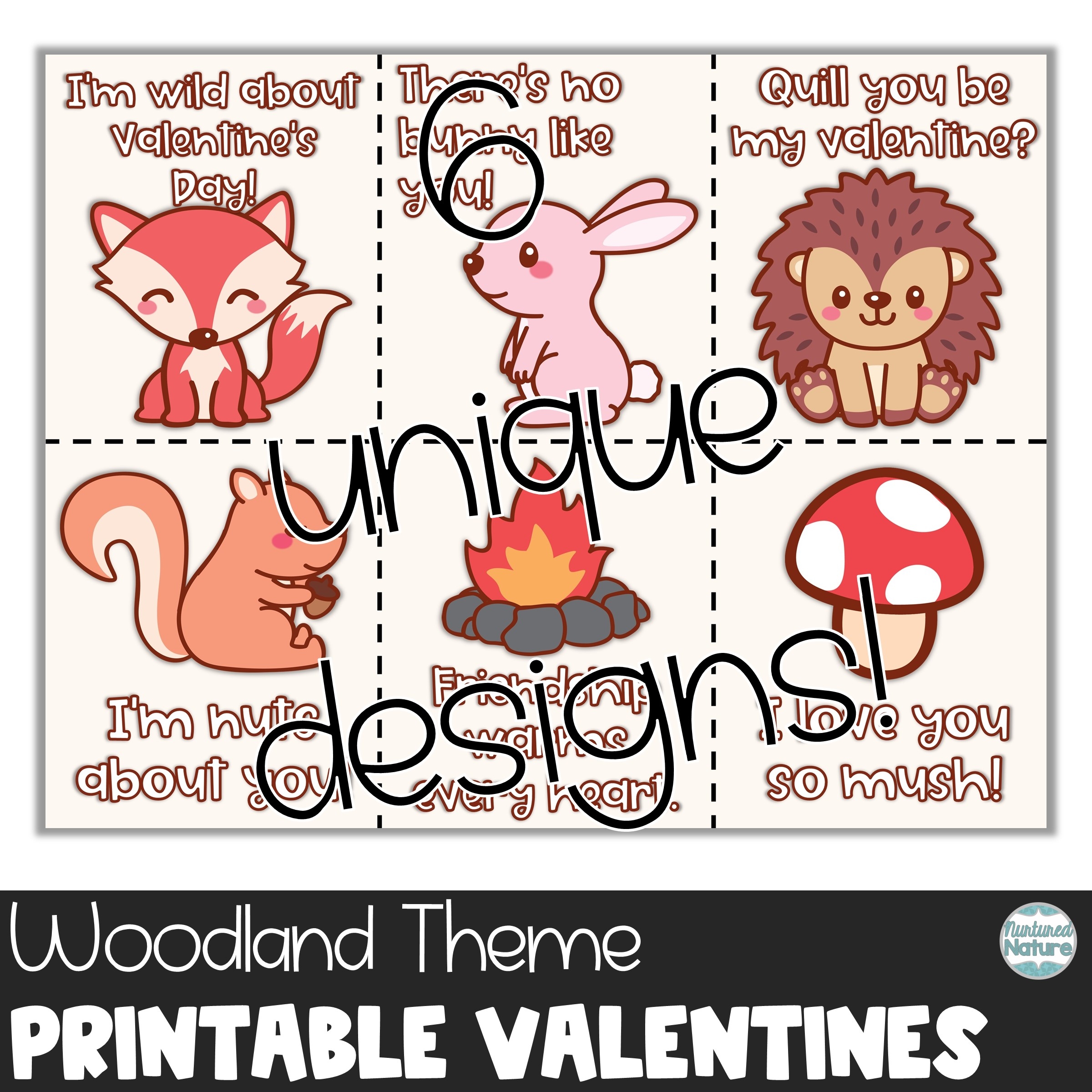 Woodland Animals Printable Valentines For Students Fox Rabbit Hedgehog And Chipmunk Made By Teachers