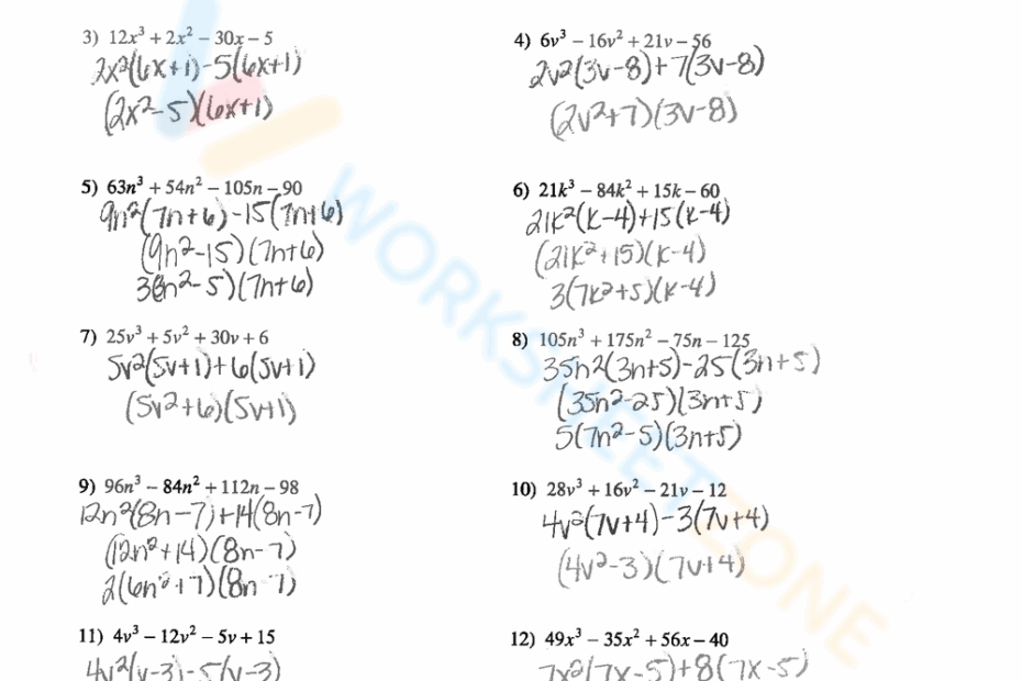 Worksheet Factoring By Grouping Worksheet Worksheets Library
