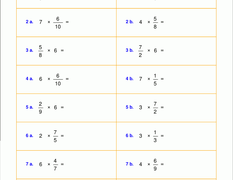 Worksheets For Fraction Multiplication