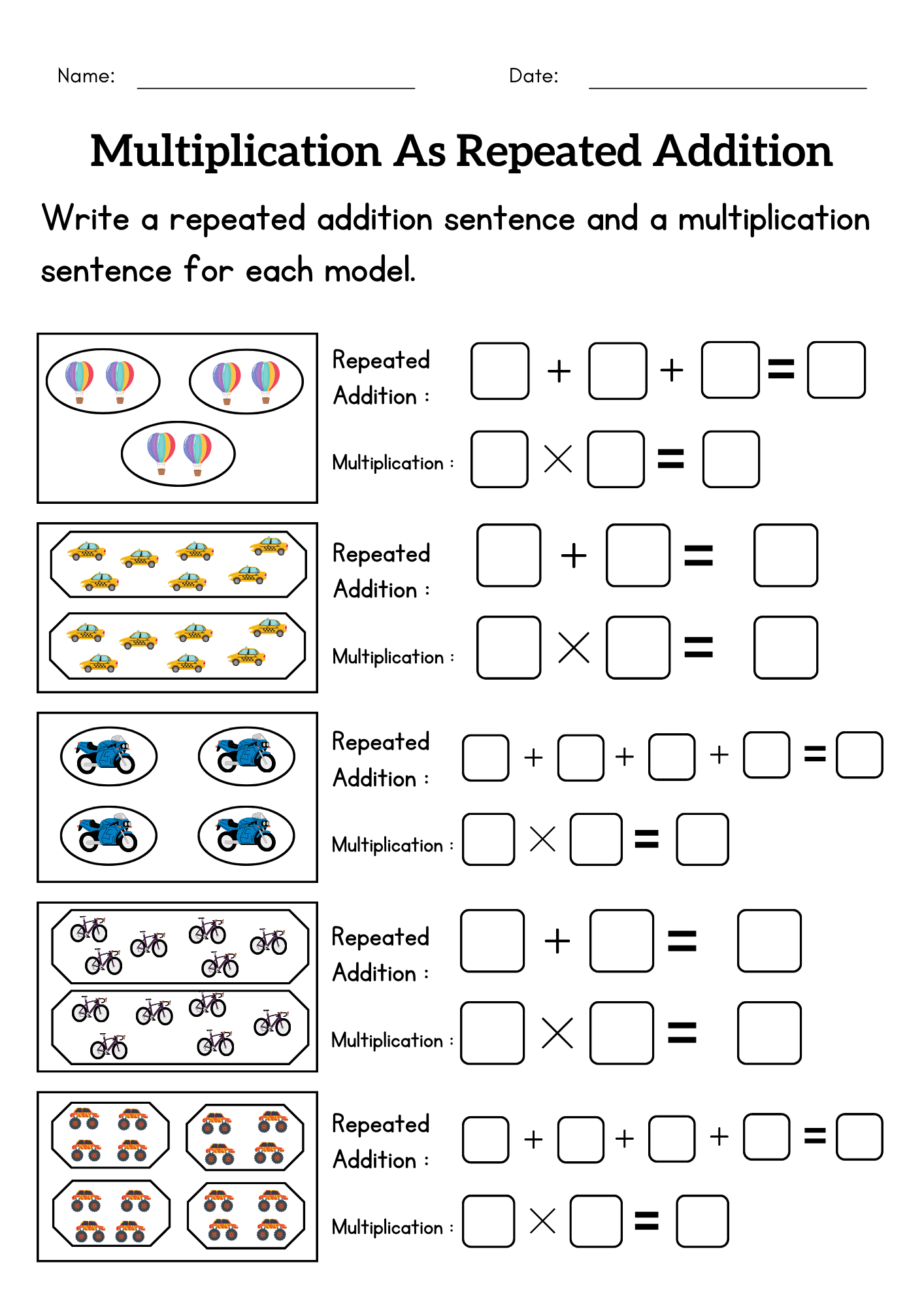 Write Multiplication As Repeated Addition Activities Worksheet For Grade 1 2 Made By Teachers