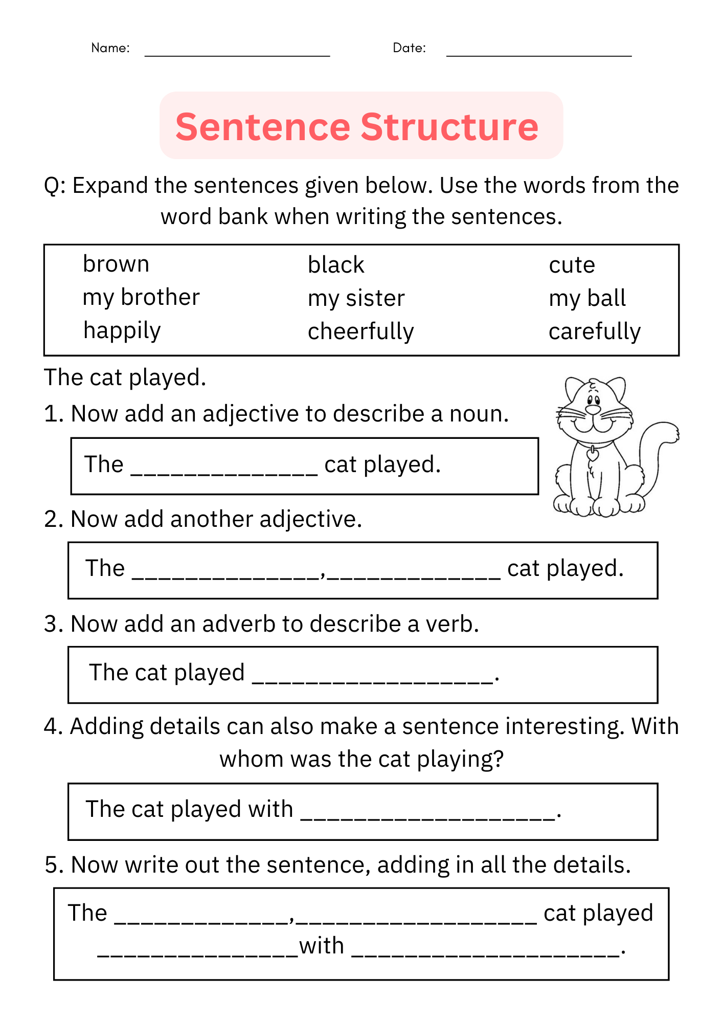 Writing Sentences Sentence Structure Worksheet Digital U0026 Printable For Grade 1 Made By Teachers