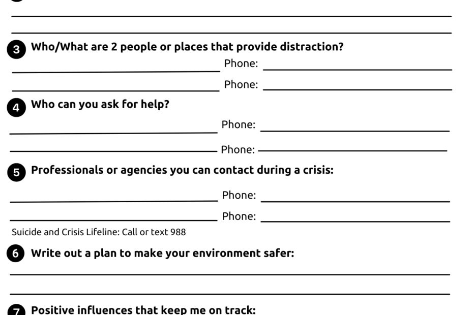 Your Personal Safety Plan Worksheet Portage Path Behavioral Health